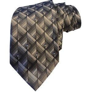 PRIVADO Men 100% Silk Necktie Gray‎ Geometric Designer Tie